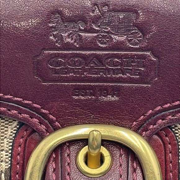 Coach low start Maroon and Beige Buckle Wallet - Picture 3 of 14